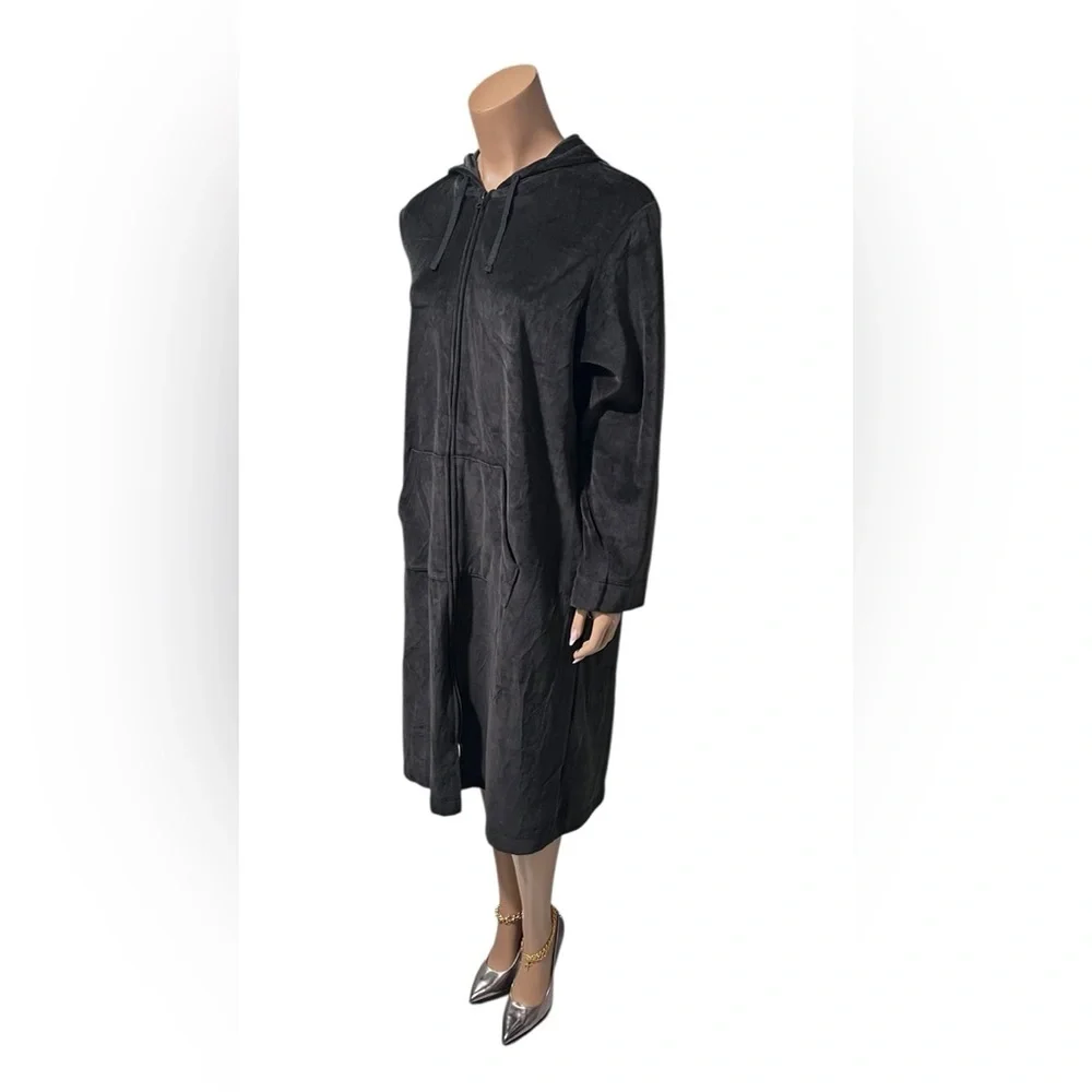 Elegant Black Hooded Lounge Robe☑️ - Picture 6 of 12